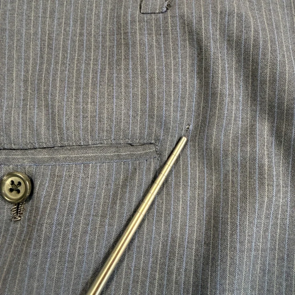 Oxxford Clothes Artisan's Seal Mens Blue Pinstripe Wool Dress Pants 36x30.5